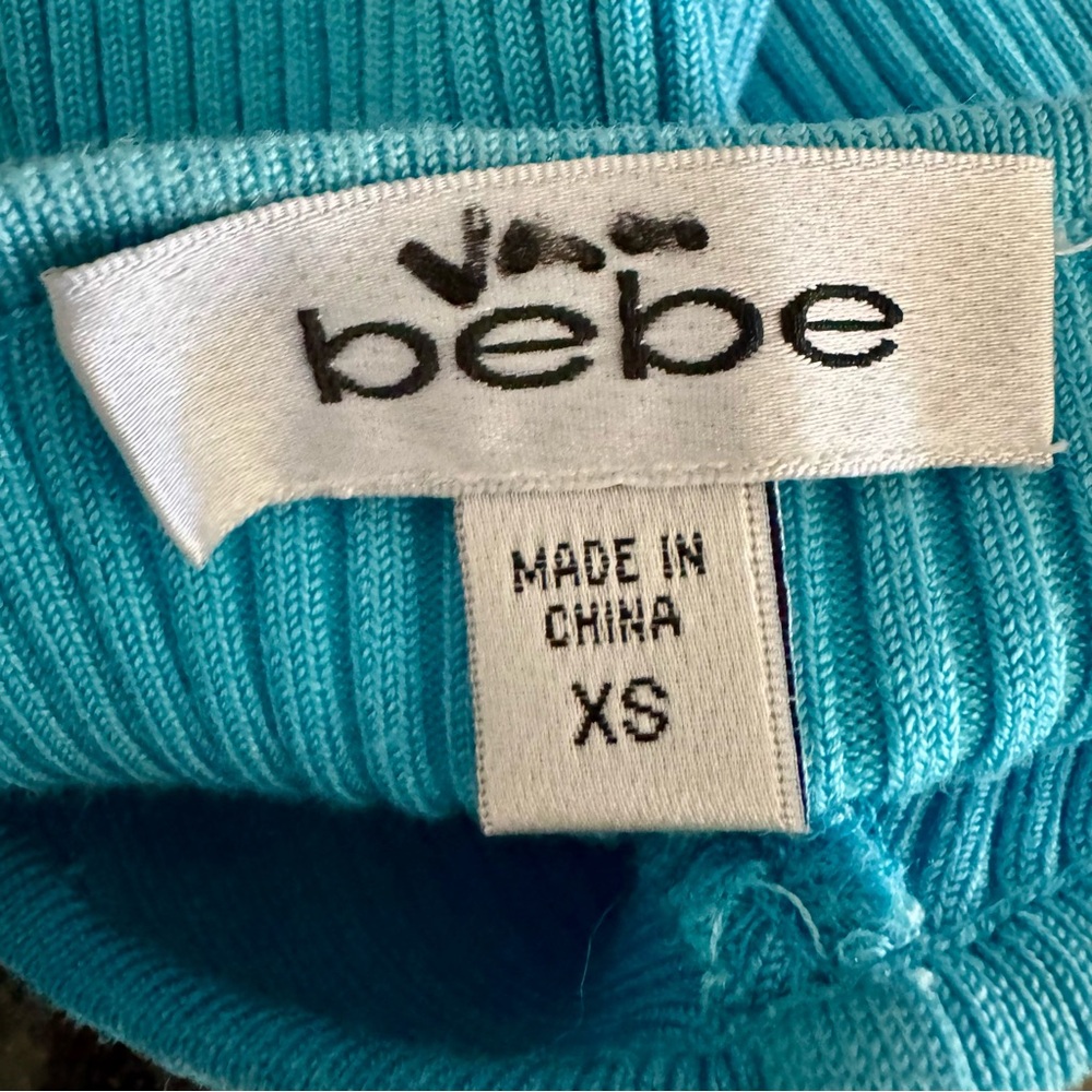 Bebe Blue Asymmetrical Skater Mini Skirt (and sweater) XS; silk Y2K - Picture 15 of 16